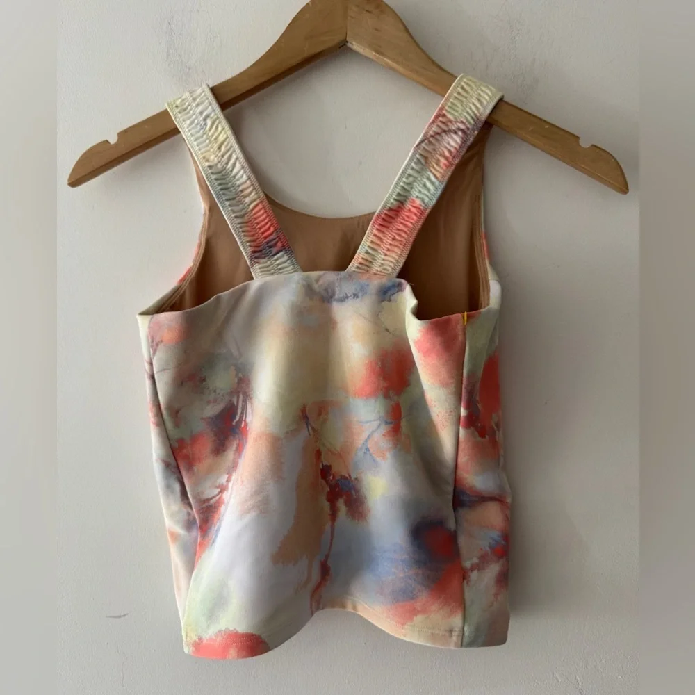 Old Navy Girls PowerSoft Ruched-Strap Tank Top‎ Warm Tie Dye
